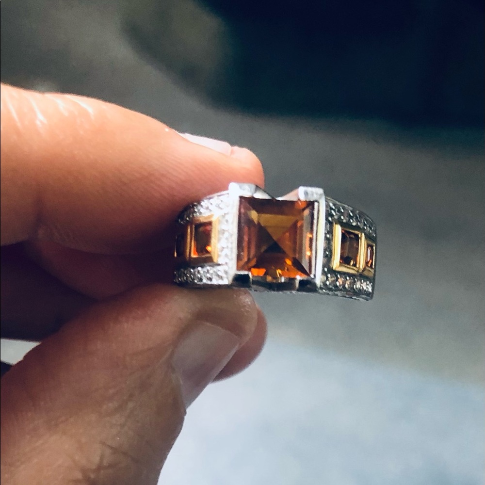 Square Cut Madeira Citrine Ring